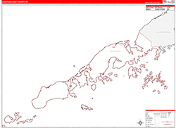 Aleutians EastBorough (County), AK Wall Map Zip Code Red Line Style 2026
